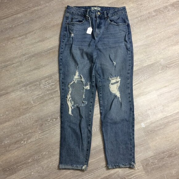 Rewash Jeans Distressed Straight Leg Medium Wash High Rise Size 5 - Picture 1 of 3